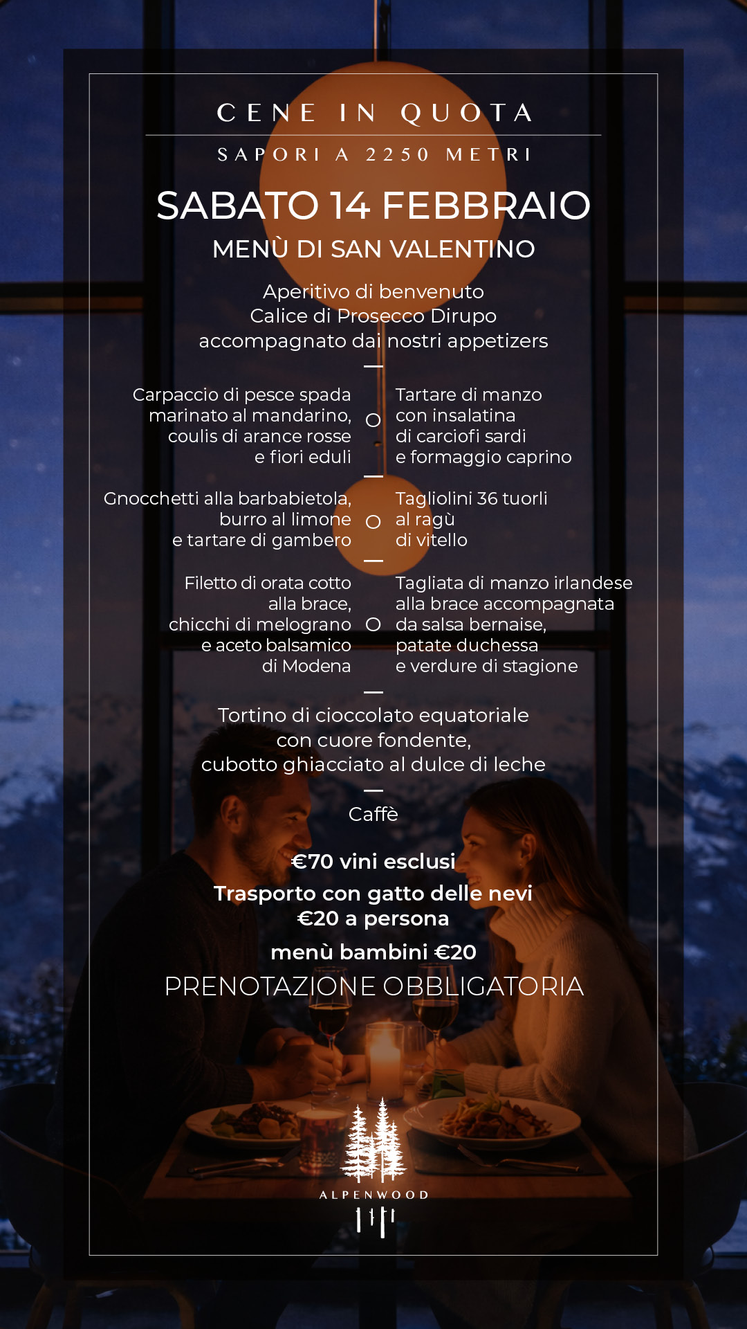 Menu di San Valentino, cena romantica.