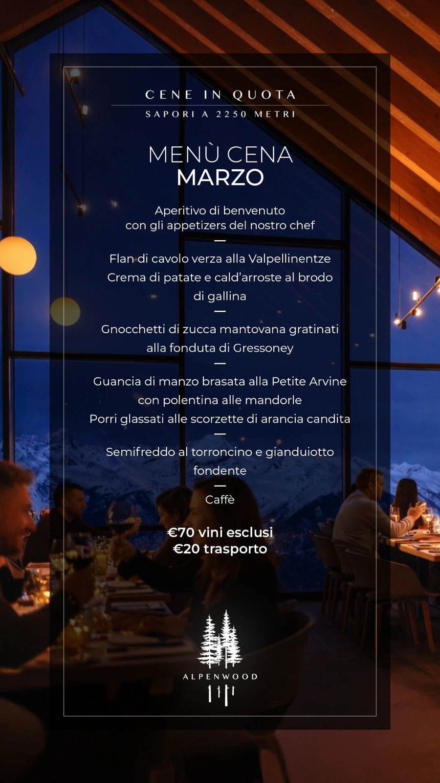 Menu cena di marzo in montagna