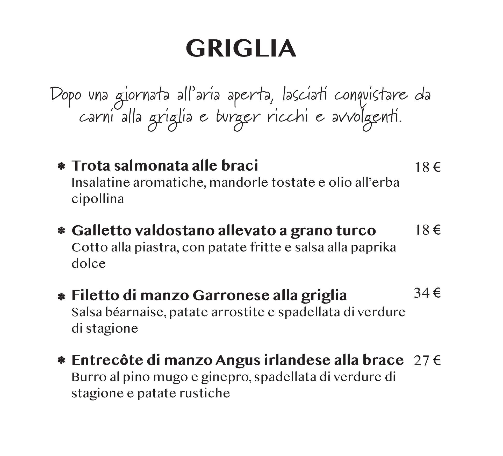 Menu di griglia con piatti vari